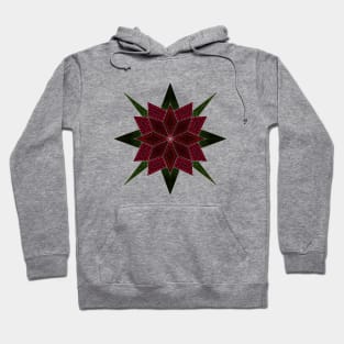 Symmetrical Floral Pointed Mandala Red-Green Hoodie